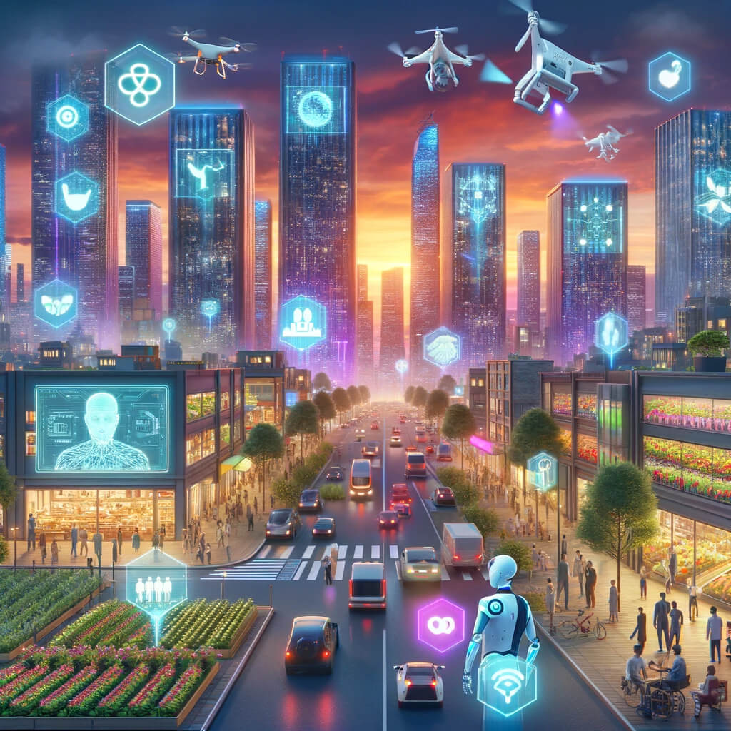 Skyscrapers with digital screens display The Unseen Revolution- How AI is Quietly Transforming Our Lives in Shocking Ways